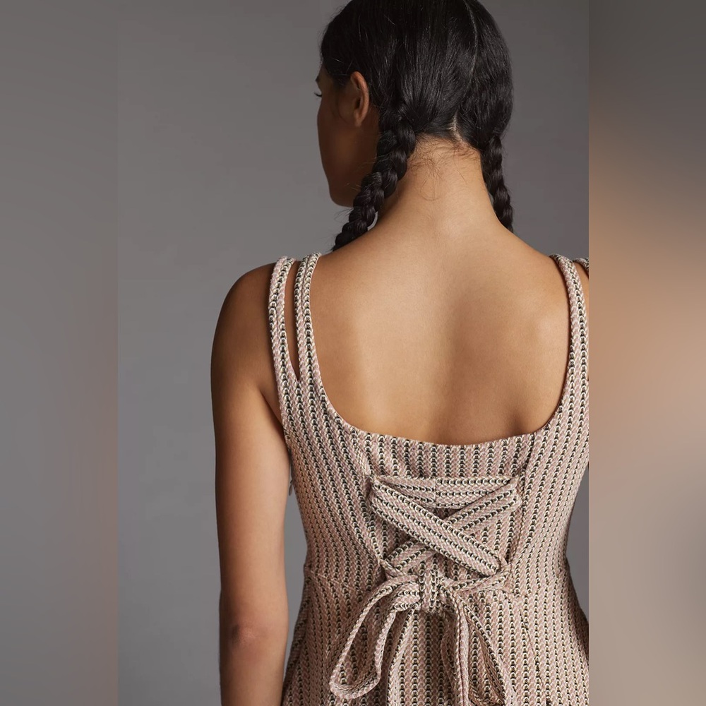 Anthropologie Maeve Jacquard Mini Dress with tie detail - Picture 5 of 16
